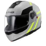 FF908 STROBE II AUTOX Grey H-V Yellow-06 Modular Helmet