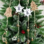 New Christmas Wooden Tree Pendants Hanging Ornaments w Pine Cone Home Xmas Decor