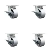 4 Inch Kingpinless Semi Steel Wheel Swivel Caster Set with Brake and Swivel Lock
