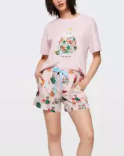 NEW PETER ALEXANDER x KAREN MABON FESTIVE CATS TOP & SHORTS PJ SET XL RP$119