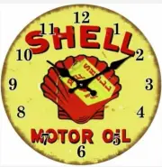 30 CM SHELL GLASS WALL CLOCK COLLECTABLE MAN CAVE GARAGE SHED