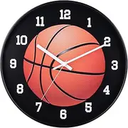 CIGERA 12 Inch Basketball Wall Clock with Battery Operated Silent Clock Movement and Sturdy Frame,Great Decor for Bedroom,Livingroom or Office,Nice Gifts for Basketball Lovers,Friends and Father