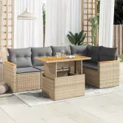 Beige Garden Sofa Set 5 Piece Modular Outdoor Furniture Cushions Storage 27489