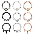 1PC Stainless Steel Nose Ring 16g CZ Crystal Septum Piercings Clicker 8MM Hoops