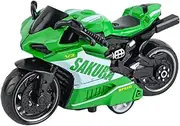 Fashion Toy Motorcycle Alloy Motorcycle Simulation Pull-Back Motorcycle Children Motorcycle Toy Suitable for Children Over 3 Years Old Birthday Gift (Green)