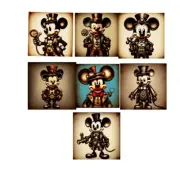 7 Mickey Mouse Steampunk Tags Junk Journal Scrapbook Usa Seller