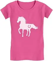[Tstars] Horse Lover - Love Horses Girls' Fitted Kids T-Shirt Medium Wow Pink