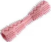 Dog Chew Toys TPR Pet Toothbrush Teeth Cleaning Puppy Brushing Stick Brush Bite-resistant Molar Pet Supplies cleaning expends energy grinding teeth (Color : Pink)
