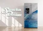Modern Blue Grey Shapes Geometric Tech Fridge Freezer Wrap Side Door Vinyl Decal