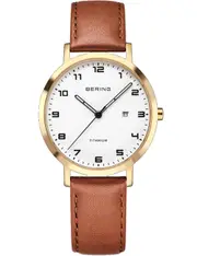 Bering 18634-534 White Dial Brown Leather Womens Watch