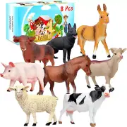 Animal Figurines, Big Animal Toys, 8 Pcs Farm Animals Figurines Toys, Realistic