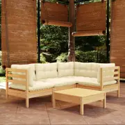 5 Piece Garden Lounge Set with Cream Cushions Pinewood vidaXL