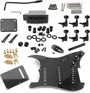 ST Style Electric Guitar Full Set DIY Accessory Kit Including Prewired Pickguard Bridge SSS Pickups and Other Accessories Black Electric Guitar Accessories