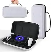 Kabinka Carrying Case for Playstation Portal Remote Player for PS5 Game Console,PS Portal PU Leather Hard Shell Travel Handbag Fits PS Portal Accessories(White)