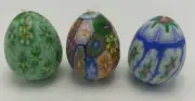 Floral Millefiori Style Egg Candle Wax Shape Vtg New Easter 2.5" Set of 3 Lot