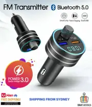 QC3.0 Fast Charging Bluetooth 5.0 Car Kit Wireless FM Transmitter Dual USB MP3