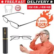 UP TO 6X +1+1.5+2+4 Strength Reading Glasses W/ Foldable Tube Case Unisex