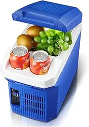[UNYQBFKM] Portable Personal Thermoelectric Electric Refrigerator 12 V, Mini USB Car Fridge 12 V DC and 100-240 V AC for Drinks, Food Home Office Car, Blue