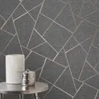 QUARTZ FRACTAL GEOMETRIC WALLPAPER - FINE DECOR - COPPER / CHARCOAL FD42283