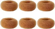 Extra Small Hair Bun Maker for Kids, 6 PCS Chignon Hair Donut Sock Bun Form for Girls, Mini Hair Doughnut Shaper for Short and Thin Hair (Small Size 2 Inch, Light Brown)
