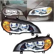 Car LED Headlights Compatible for X5 E70 2007-2013 Modified Front LED DRL Amber Turn Signal Headlamp Assembly