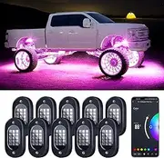 Honalia LED Rock Lights for Trucks,10 Pods Multicolor Underglow Lights for Trucks with App Control Flashing Music Mode RGB Rock Lights for UTV SUV ATV RZR Truck Accessories. (‎HO-ROL-10)
