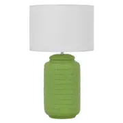Heshi Modern Table Desk Lamp Light Fabric Ceramic White Green Matte