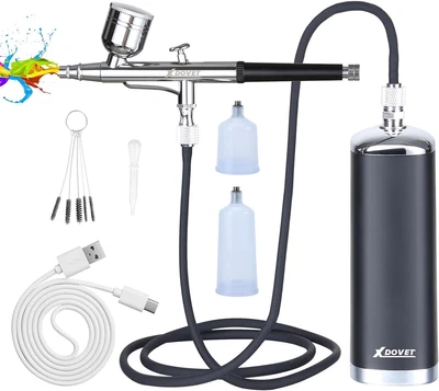 32PSI Upgraded Airbrush Kit with Air Compressor, Portable Mini Cordless Auto ...