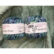 2 NWT Trendsetter Yarns Quadro Print Novelty Ribbon Color 1514 Lot 2023 Blue Sea