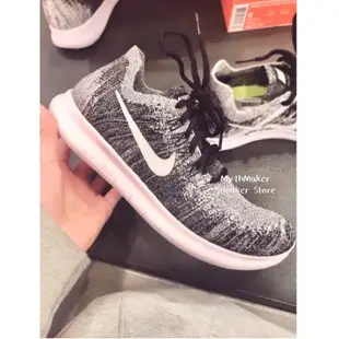 MythMaker NIKE FREE RN FLYKNIT 880843-003 黑灰 男女款 雪花 編織 慢跑鞋