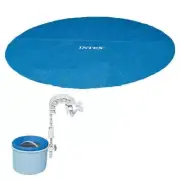 Intex Pool Cover 18' Solar Vinyl Round Blue w/ Wall Mounted Surface Skimmer