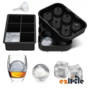 6 Large Ice Cube Tray Round Mould Mold Sphere Whiskey Silicone Ball Maker Big