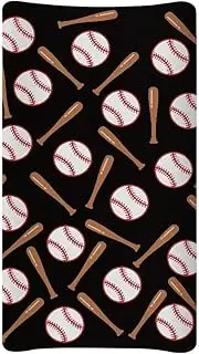 HUISEFOR Baseball Print Changing Pad Cover for Baby Diaper Change Table Covers Soft Stretchy Unisex Diaper Change Table Sheets 16 X 32 Cradle Mattress Sheets