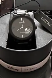 CITIZEN DISNEY MICKEY MOUSE WATCH BLACK STAINLESS STEEL AU1068-50W UNISEX $375