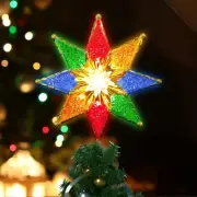 8" Lighted Double-Sided Star Tree Topper, 8-Point Star with 10 Multicolor Lights