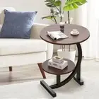 Round End Table 2-Tier Side Table Small Coffee Table For Living Room Couch Table