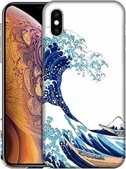 GlamCase for iPhone X/XS/ 10, iPhone X/XS/ 10 Case - The Great Wave Printed Slim & Sleek Cute Plastic Hard Protective Designer Back Phone Case/Cover for iPhone X/XS/ 10