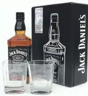 Jack Daniels Ltd Edit Collectors Tin Set 700Ml 40% Matching Glasses Old Stock!!!