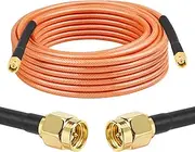 MOOKEERF SMA Male to SMA Male Coaxial Cable 50 ohm RG142 Coax Cable Ultra Low Loss Antenna Extension Cable with SMA Connector for 3G/4G/5G/LTE Network Equipment, GPS, RF Radio to Antenna (20FT)