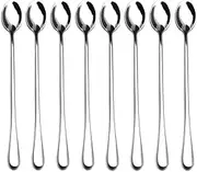 9-inch Long Handle Stirring Spoon, Ice Tea Coffee Spoon, Stainless Steel Cocktail Mixing Spoons - Set of 8