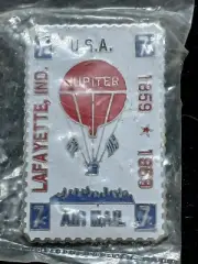Vintage USA 7c Hot Air Balloons Air Mail Stamp Jayne Co Lapel Hat Pin