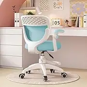 Children's Desk and Chair with Wheels, Children's Computer Desk and Chair with Flip-up Arm, Height-Adjustable Children's Study Chair, Ergonomic (Color : Blue)