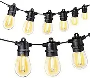 Roshin Festoon Lights Outdoor, 30M 30 Bulbs+2 Spares LED Outdoor Lights, Christmas String Lights, IP65 Waterproof and Shatterproof Fairy Lights for Garden, Party, Camping (S14)