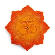 Orange Om Lotus Flat Incense Burner Perfect for Favourite Fragrant Incense Cones