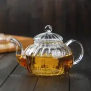 600ml Striped Pumpkin Shape Flower Teapot Glass Teapot with Infuser Tea Leaf