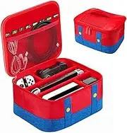 WOTOW Carry Case for Nintendo Switch, Red Blue Portable Lightweight Soft Shell, Protective Waterproof Travel Storage Carrying Case Messenger Bag for Switch Console Docking Station Pro Controller
