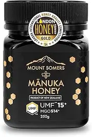 Mount Somers Manuka Honey UMF 15+ / MGO 514+ | 100% Pure New Zealand Manuka Honey | Genuine Natural Superfood | UMF Certified & Traceable | 250g Jar