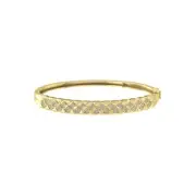 14k Yellow Gold Lab Grown Diamond Fashion Bangle Bracelet 7" Holiday Gift