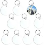 [Jippedea] Sublimation Blank MDF Keychains,50 Pcs White Wooden Hardboard Tags Key Rings for Man Women Crafts Painting Heat Press Picture