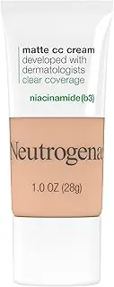 [Neutrogena] Clear Coverage Flawless Matte CC Cream, Full-Coverage Color Correcting Cream Face Makeup with Niacinamide (b3), Hypoallergenic, Oil Free & -Fragrance Free, Warm Peach, 1 oz
